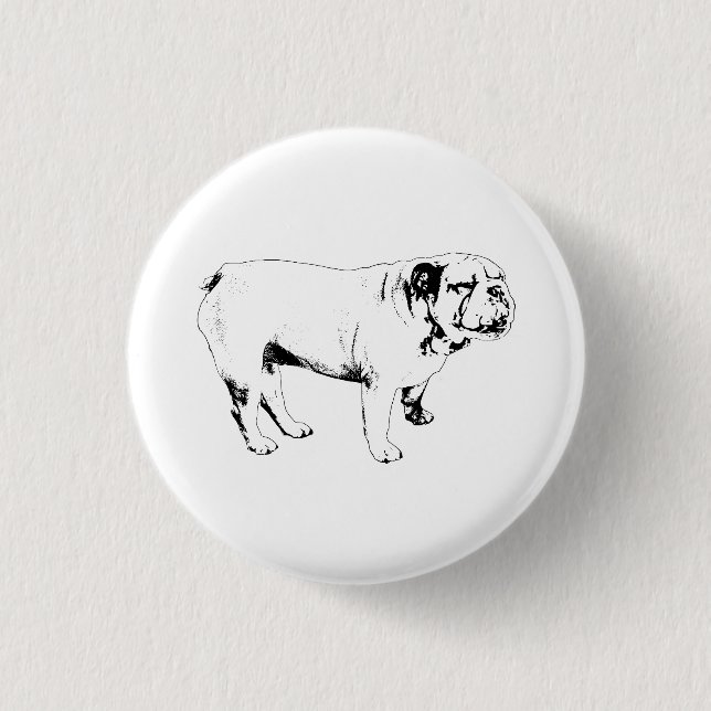 winziger Umriss ruhig, Bulldogge Button (Vorderseite)