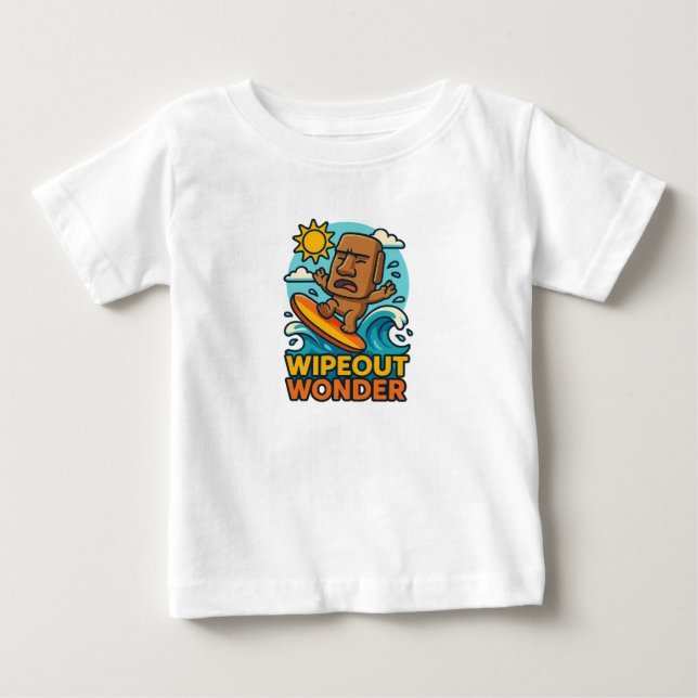 Wipeout Moai Chibi Surf Versagt Baby T-shirt (Vorderseite)