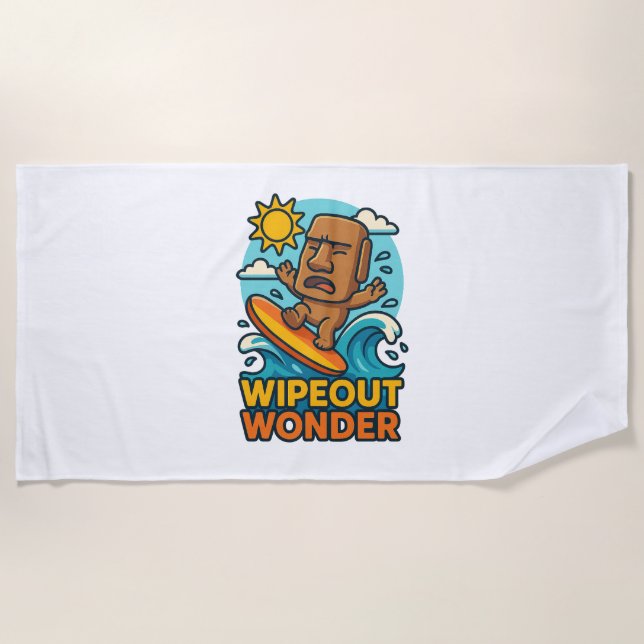 Wipeout Moai Chibi Surf Versagt Strandtuch (Vorderseite)