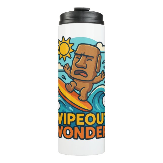 Wipeout Moai Chibi Surf Versagt Thermosbecher (Vorderseite)