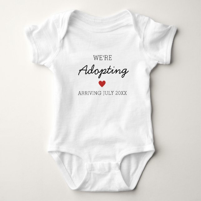 Wir Adoptierte Baby / Child Ankündigung Herz Strampler (Vorderseite)