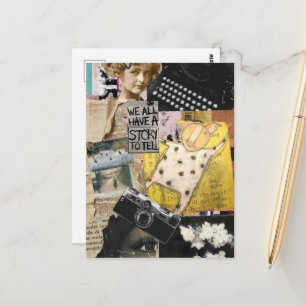 Wir alle haben eine Geschichte Mixed Media Collage Postkarte