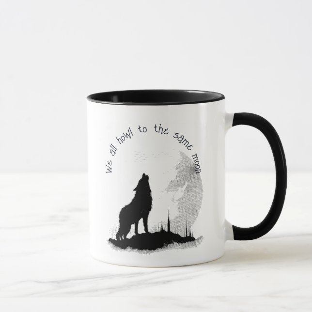 Wir alle klammern uns an das gleiche Moon Inspirat Tasse (Rechts)