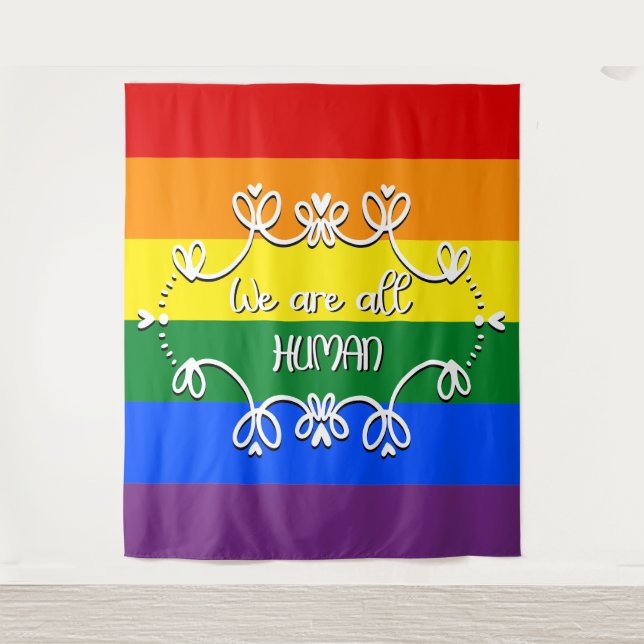 Wir alle sind der Monat mit dem LGBTQ Wandteppich (Vorderseite)