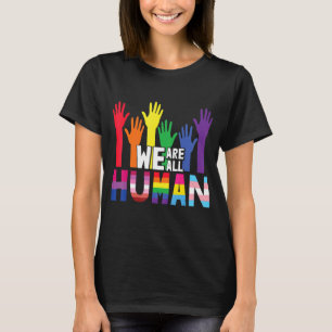 Wir alle sind ein menschliches Rainbow-Herz-Flag-F T-Shirt