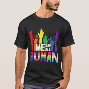 Wir alle sind ein menschliches Rainbow-Herz-Flag-F T-Shirt