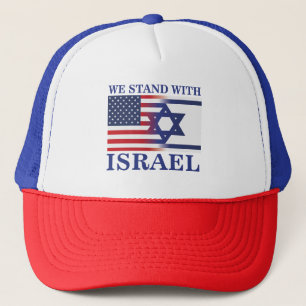 Wir Amerikaner stehen auf israelischer Flagge Truckerkappe