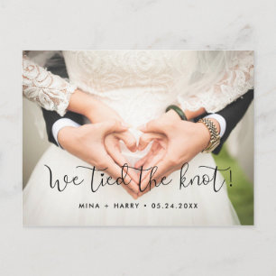 Wir band das knot Whimsical Hochzeitsfest Foto Postkarte