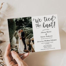 Wir band den Knoten mit Foto Hochzeitsempfang zusa Einladung