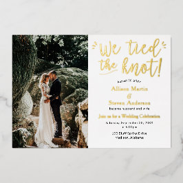 Wir band den Knoten mit Foto Hochzeitsempfang zusa Folieneinladung