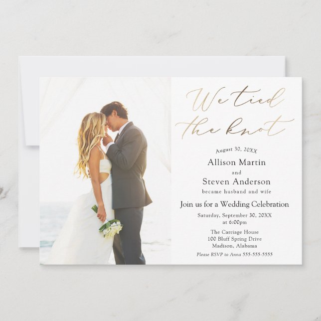 Wir band die Hochzeitsempfehlung an den Knoten Einladung (Vorderseite)