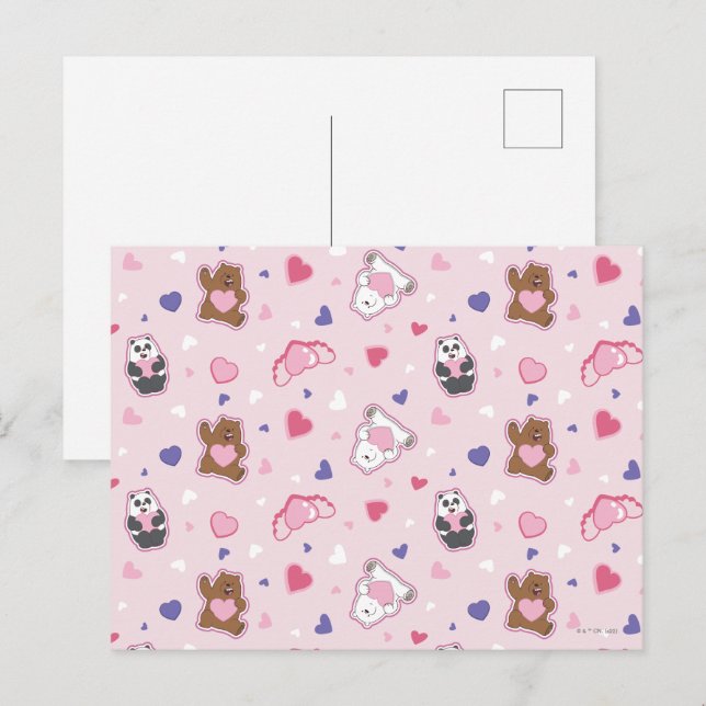 Wir Bare Bears - Valentinisches Herzmuster Postkarte (Vorne/Hinten)