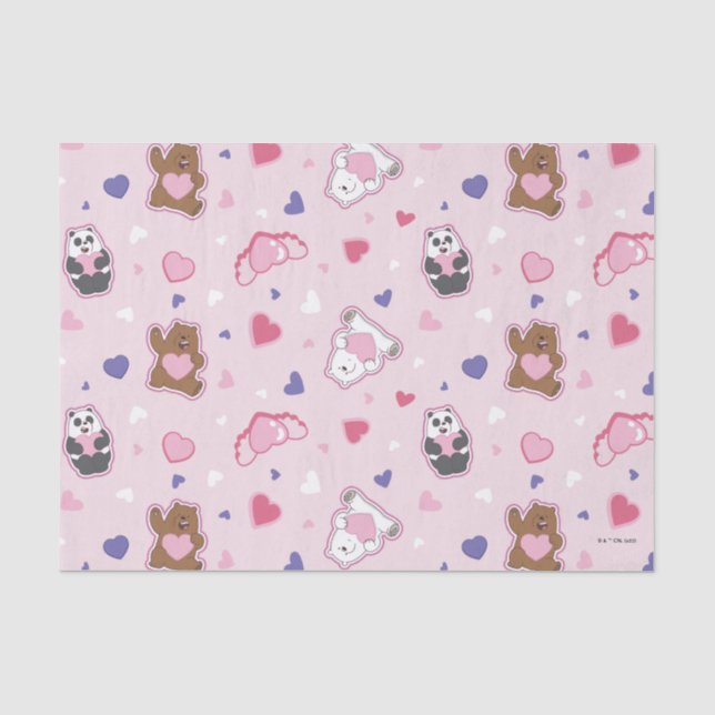 Wir Bare Bears - Valentinisches Herzmuster Seidenpapier (Vorderseite)