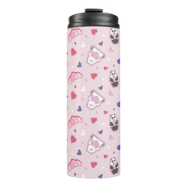 Wir Bare Bears - Valentinisches Herzmuster Thermosbecher (Vorderseite)