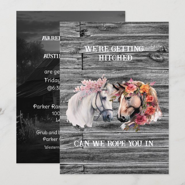 Wir bekommen heftigen Western Hochzeit Einladung (Vorne/Hinten)