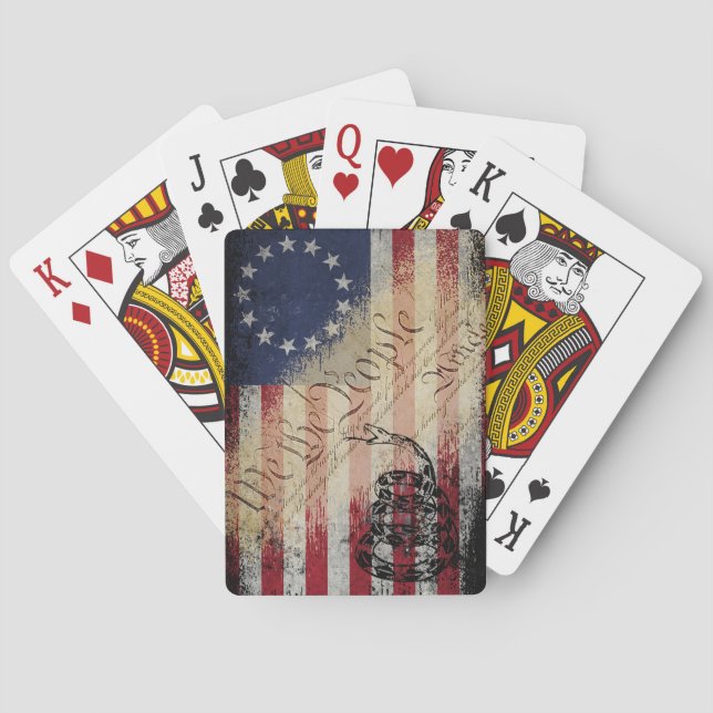 Wir, Betsy Ross, die amerikanische Flagge und Schl Spielkarten (Rückseite)