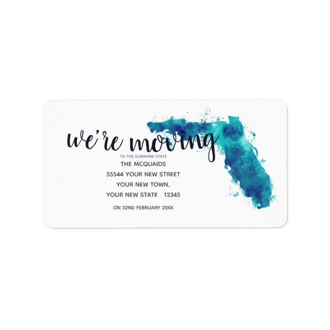 Wir bewegen Aquarell Florida Adressaufkleber (Vorne)
