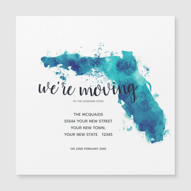 Wir bewegen Aquarell Florida Ankündigung (Vorderseite)