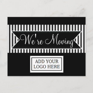 Wir bewegen Black Striped Notification Postcards Ankündigungspostkarte