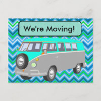 Wir bewegen uns, retro blau van Post Card
