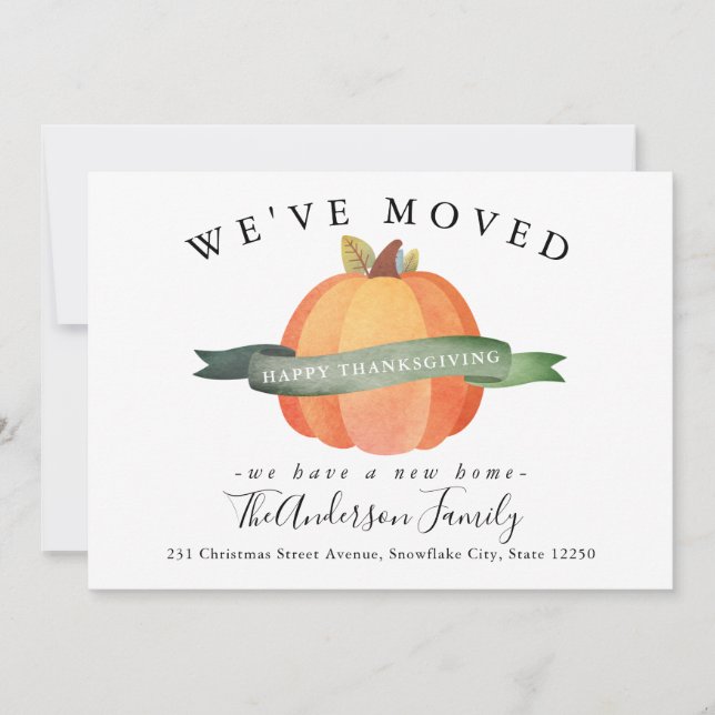 Wir bewegten Erntedank Pumpkin Holiday Moving Ankündigung (Vorderseite)