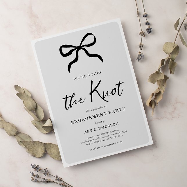 Wir binden die Knot Black Bow Engagement Party Einladung (Von Creator hochgeladen)