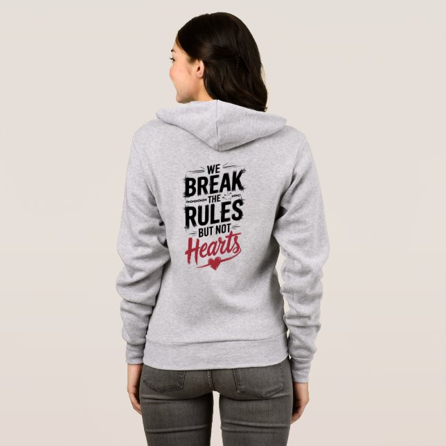 "Wir brechen Regeln, nicht Herz - kühne Typografie Hoodie (Schwarz voll)