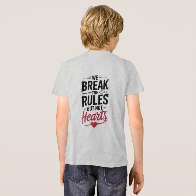 "Wir brechen Regeln, nicht Herz - kühne Typografie Tri-Blend Shirt (Rückseite voll)