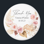Wir danken Ihnen für Boho Blumengras Magnet<br><div class="desc">Blush PInk Wasserfarbe Boho Floral Pampas Gastgeschenk Hochzeit Magnet Grass</div>