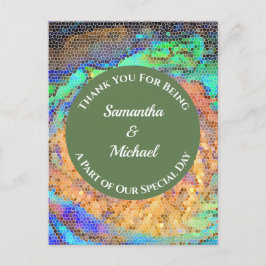 Wir danken Ihnen Mosaic Neon für Ihre Hochzeit Postkarte