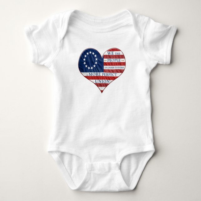 Wir, das amerikanische Flaggenherz Baby Strampler (Vorderseite)