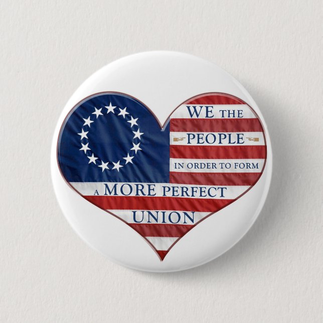 Wir, das amerikanische Flaggenherz Button (Vorderseite)