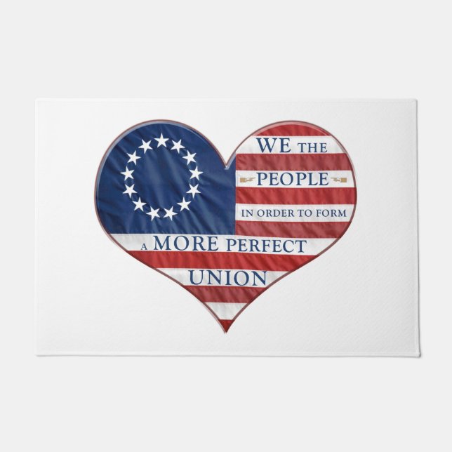 Wir, das amerikanische Flaggenherz Fußmatte (Vorderseite)
