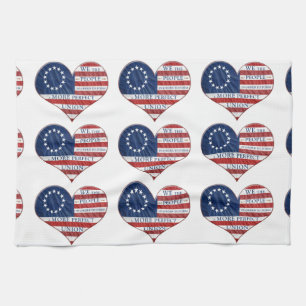 Wir, das amerikanische Flaggenherz Geschirrtuch