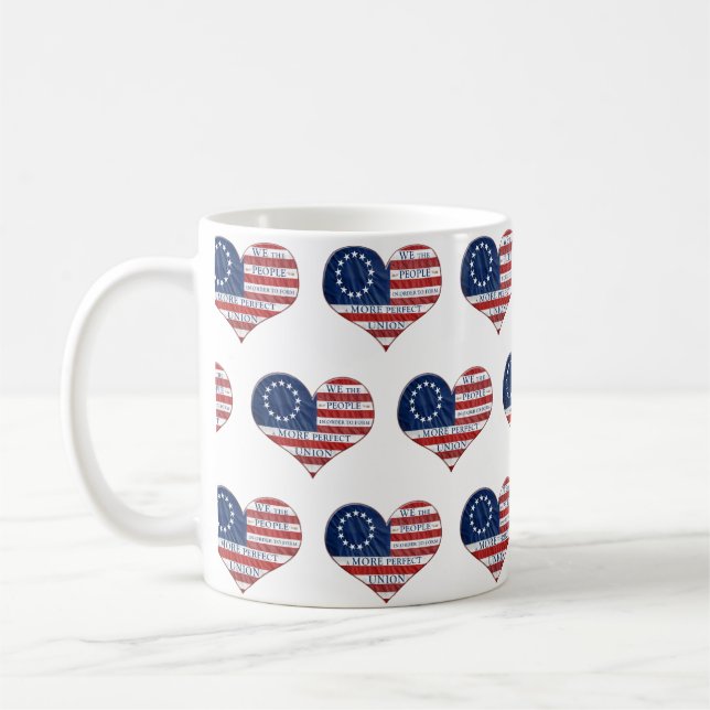 Wir, das amerikanische Flaggenherz Kaffeetasse (Links)