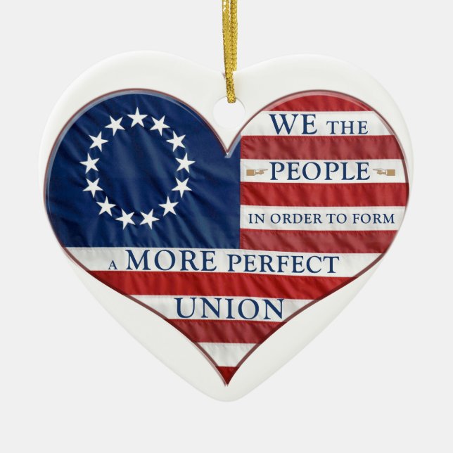Wir, das amerikanische Flaggenherz Keramik Ornament (Vorne)