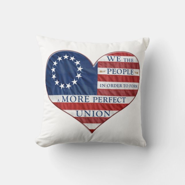 Wir, das amerikanische Flaggenherz Kissen (Vorderseite)