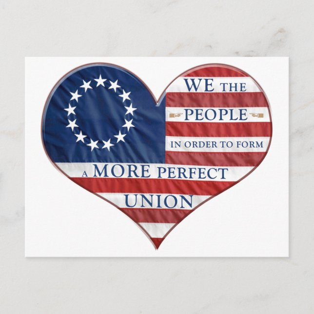 Wir, das amerikanische Flaggenherz Postkarte (Vorderseite)