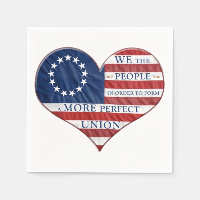 Wir, das amerikanische Flaggenherz Serviette (Vorderseite)