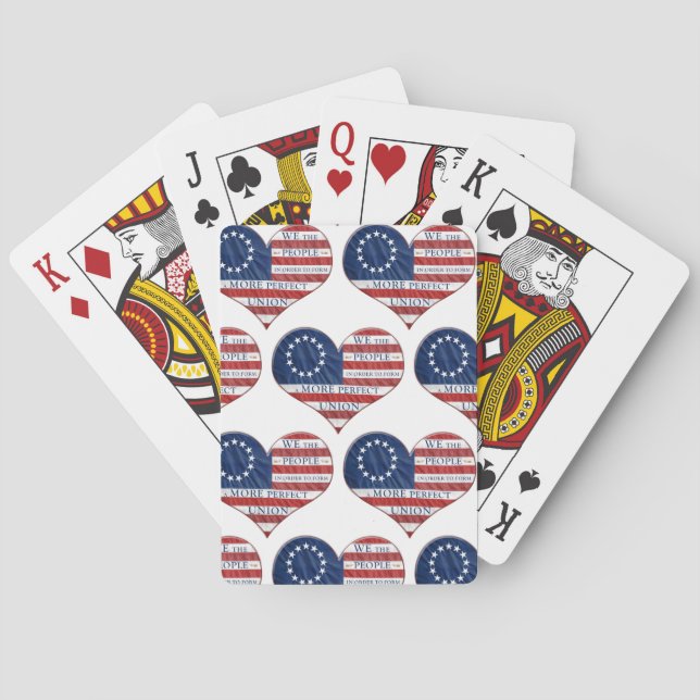 Wir, das amerikanische Flaggenherz Spielkarten (Rückseite)