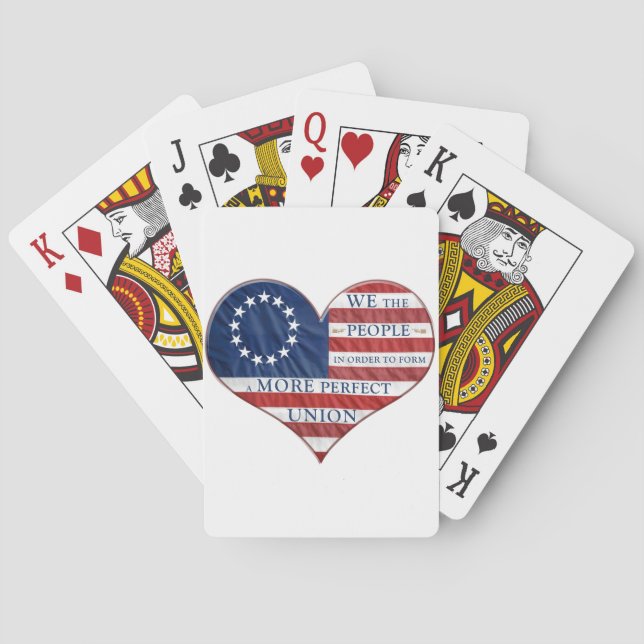 Wir, das amerikanische Flaggenherz Spielkarten (Rückseite)