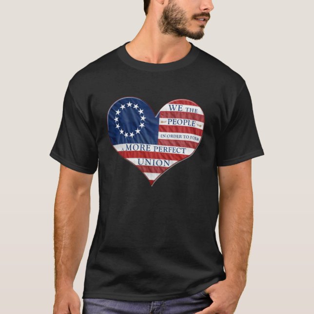 Wir, das amerikanische Flaggenherz T-Shirt (Vorderseite)