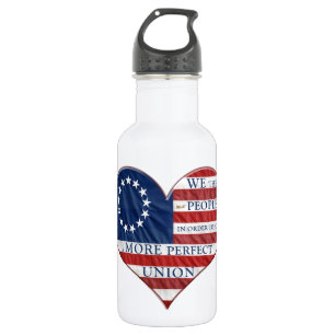 Wir, das amerikanische Flaggenherz Trinkflasche