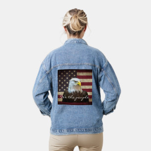 Wir das Volk Amerikanische Flagge Weißkopfseeadler Jeansjacke