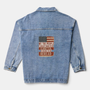 Wir das Volk erneut lesen Flagge Zitat Jeansjacke
