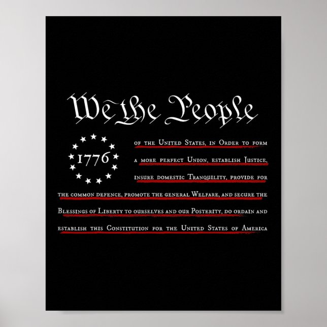 Wir, das Volk Präambel der US-Verfassung 4. Juli Poster (Vorne)