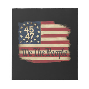 Wir das Volk Trump 45 47 abgenutzte Vintage-Flagge Notizblock