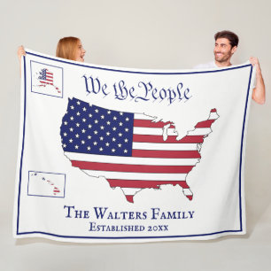 Wir das Volk, USA Sterne und Streifen Karte, Famil Fleecedecke