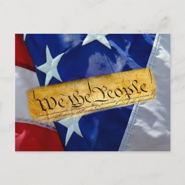 Wir, die amerikanische Flagge Ankündigungspostkarte (Vorderseite)