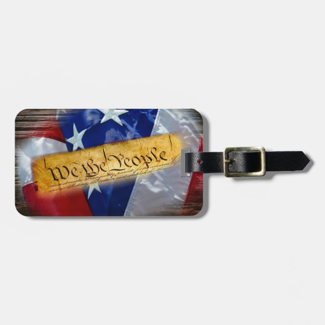 Wir, die amerikanische Flagge Gepäckanhänger (Vorderseite horizontal)
